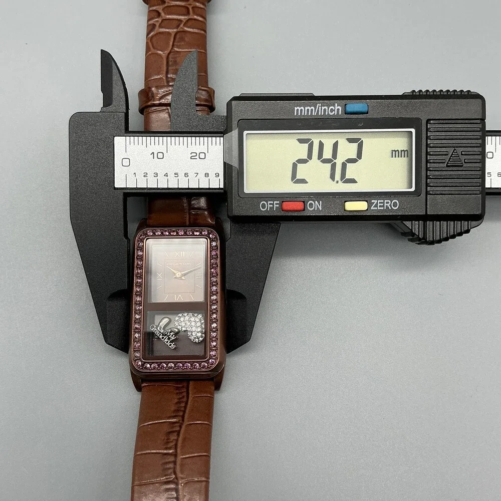 Origami Owl Womens Watch 24mm Chocolate Living Story Teller Crystals New Battery - Picture 13 of 15